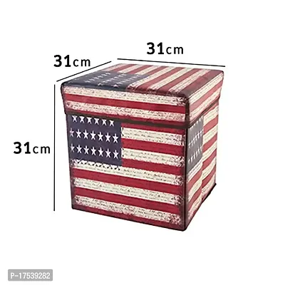 Sterling Stools for Sitting in Living Room Storage Stools for Sitting Storage Box for Toys of Kids - USA Flag Design Foldable Stool (31 x 31 x 31 cm)-thumb3