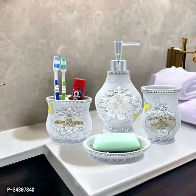 Classy Bathroom Set of 4 (1 Soap Dispenser, 1 Tooth Brush Holder, 1 Soap Dish and 1 Tumbler)-thumb0