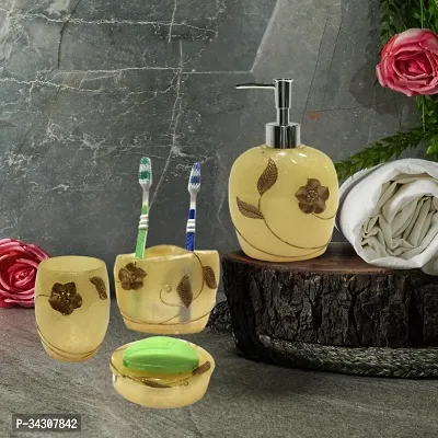 Classy Bathroom Set of 4 (1 Soap Dispenser, 1 Tooth Brush Holder, 1 Soap Dish and 1 Tumbler)-thumb0