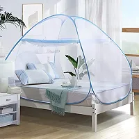 Buenovida Storia Mosquito Net for Bed King Size Bed, Double Bed Mosquito Net, Machardani Net Double Bed Cotton, Foldable Easily fit on 6 x 6 ft Bed Blue Color-thumb3