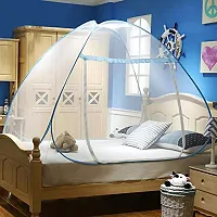 Buenovida Storia Mosquito Net for Bed King Size Bed, Double Bed Mosquito Net, Machardani Net Double Bed Cotton, Foldable Easily fit on 6 x 6 ft Bed Blue Color-thumb2