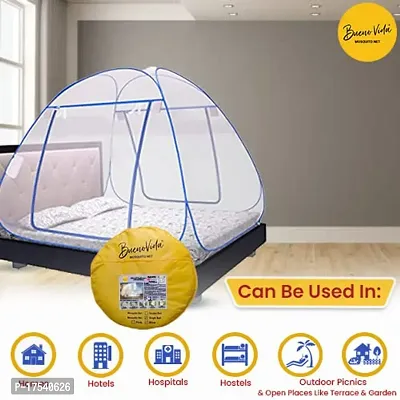 Buenovida Mosquito Net for Single Bed Machardani, Folding Mosquito net for Single Bed, Polyester Strong Net Foldable Easily fit on 4 x 6 ft - Blue.-thumb4