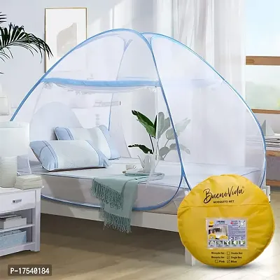 Sterling Buenovida Mosquito Net for Single Bed Machardani, Folding Mosquito net for Single Bed, Polyester Strong Net Foldable Easily fit on 4 x 6 ft - Blue.