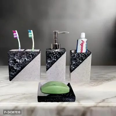 Classy Bathroom Set of 4 (1 Soap Dispenser, 1 Tooth Brush Holder, 1 Soap Dish and 1 Tumbler)-thumb0