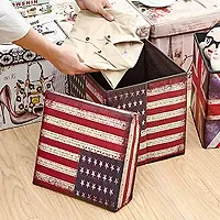 Sterling Stools for Sitting in Living Room Storage Stools for Sitting Storage Box for Toys of Kids - USA Flag Design Foldable Stool (31 x 31 x 31 cm)-thumb1