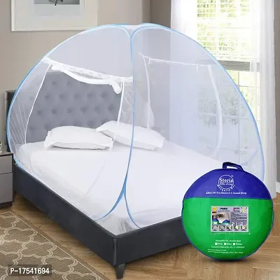 Sterling STORIA Mosquito Net for Double Bed Machardani, Folding Mosquito net for Double Bed, Polyester Strong Net Foldable Easily fit on 6 x 6 ft - Blue.