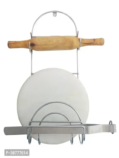 Stainless Steel Roti Chakla Belan Stand Rolling Pin Hanger Heavy Hook Hanging Holder Polpat Standfor Kitchen-thumb0