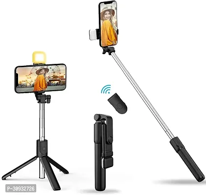 Selfie Stick with Tripod Stand, 3 in 1 Multifunctional design, Rechargable LED Light with Two Brightness Levels for Make up, Selfie, Vlogging  Photo Shoot, Selfie stick with Bluetooth Remote