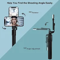 Selfie Stick with Tripod Stand, 3 in 1 Multifunctional design, Rechargable LED Light with Two Brightness Levels for Make up, Selfie, Vlogging  Photo Shoot, Selfie stick with Bluetooth Remote-thumb3