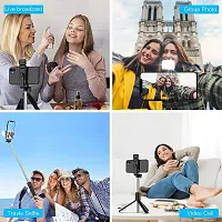 Selfie Stick with Tripod Stand, 3 in 1 Multifunctional design, Rechargable LED Light with Two Brightness Levels for Make up, Selfie, Vlogging  Photo Shoot, Selfie stick with Bluetooth Remote-thumb4