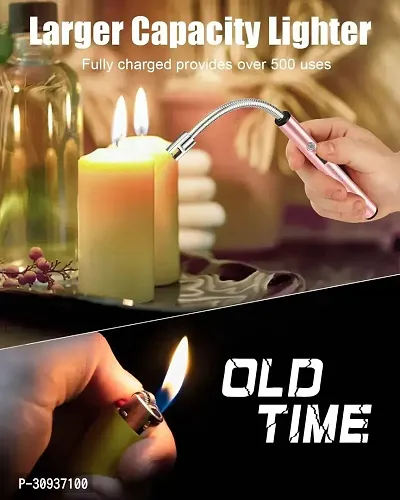 360deg;FLEXIBLE ELECTRIC PLASMA LIGHTER : Candle lighter made of stainless steel long neck and angled lighter head will help you comfortably and accurately light up the hardest to reach candles, stove-thumb3