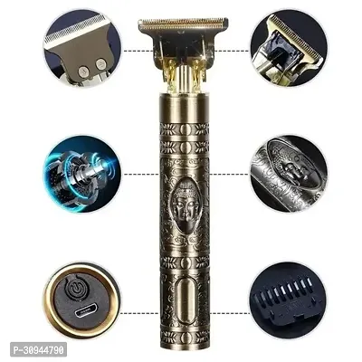 Trimmer Heavy Quality Rechargeable Buddha Trimmer Machine, Professional full Metal Body Trimmer Cum Outliner, T-Blade Beard Shaver, Buddha Design Hair Clipper Trim-thumb0