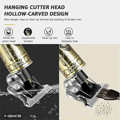 Trimmer Heavy Quality Rechargeable Buddha Trimmer Machine, Professional full Metal Body Trimmer Cum Outliner, T-Blade Beard Shaver, Buddha Design Hair Clipper Trim-thumb5