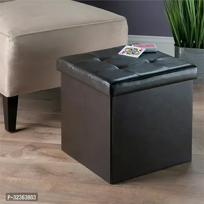 STORIA Storage Folding Footrest Storage Leather Folding Small Footstool Square Bench Cube-thumb0