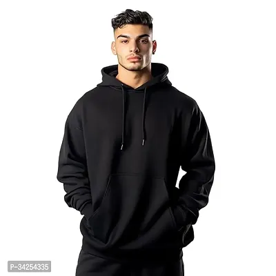 Stylish Black Fleece Hoodies For Men-thumb0