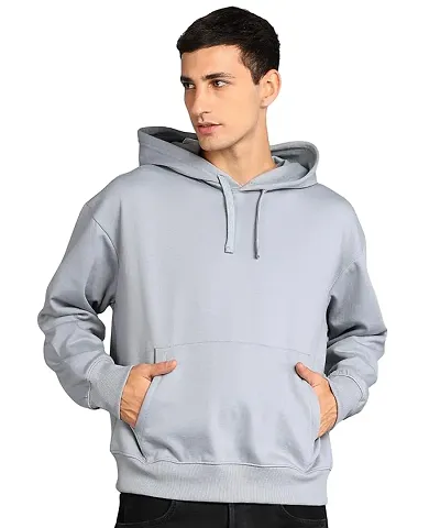 Shopic Hub Men's Solid Regular Fit Full Sleeves Hoodie (M_Grey)