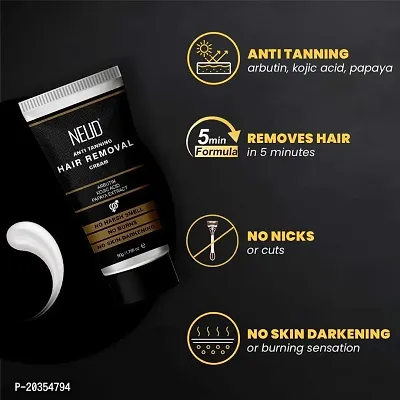 NEUD Anti-Tanning Hair Removal Cream for Arms, Legs, Chest and Back in Men and Women - Twin Pack (50g x 2 Tubes)-thumb2