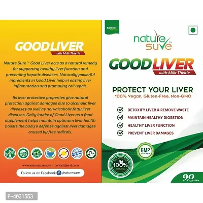 Nature Sure Good Liver Capsules with Milk Thistle For Natural Protection Against Fatty Liver - 1 Pack (90 Capsules)-thumb2