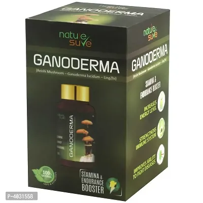 Nature Sure Ganoderma LingZhi Reishi Mushroom Capsules For Stamina In Men & Women - 1 Pack (60 Capsules)