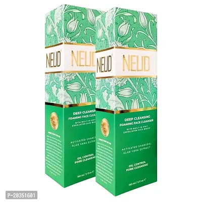 NEUD Deep Cleansing Foaming Face Cleanser With Activated Charcoal and Aloe Vera - 2 Packs (150ml Each)-thumb0