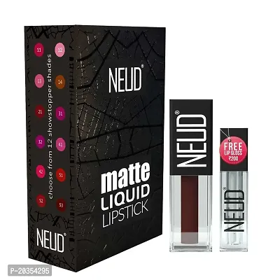 NEUD Matte Liquid Lipstick Espresso Twist with Jojoba Oil, Vitamin E and Almond Oil - Smudge Proof 12-hour Stay Formula with Free Lip Gloss-thumb0