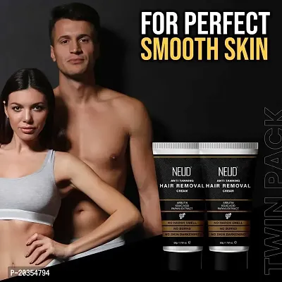 NEUD Anti-Tanning Hair Removal Cream for Arms, Legs, Chest and Back in Men and Women - Twin Pack (50g x 2 Tubes)-thumb3