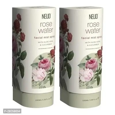 NEUD Rose Water Facial Mist Spray for Refreshed and Toned Skin - 2 Packs (100ml Each)