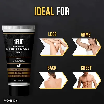 NEUD Anti-Tanning Hair Removal Cream for Arms, Legs, Chest and Back in Men and Women - Twin Pack (50g x 2 Tubes)-thumb4