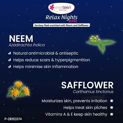 everteen XXL Relax Nights Ultra Thin Sanitary Pads with Neem and Safflower, Menstrual Cramps Roll-On Inside Pack - 1 Pack (40 Pads, 320mm)-thumb3