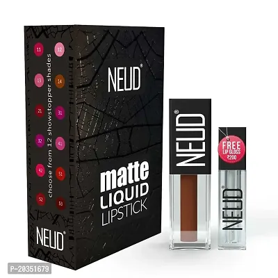 NEUD Matte Liquid Lipstick Oh My Coco with Jojoba Oil, Vitamin E and Almond Oil - Smudge Proof 12-hour Stay Formula with Free Lip Gloss-thumb0