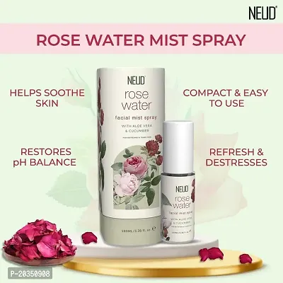 NEUD Rose Water Facial Mist Spray for Refreshed and Toned Skin - 1 Pack (100 ml)-thumb5