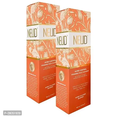 NEUD Acne Control Foaming Face Cleanser With Salicylic Acid, Neem and Tea Tree Oil - 2 Packs (150ml Each)