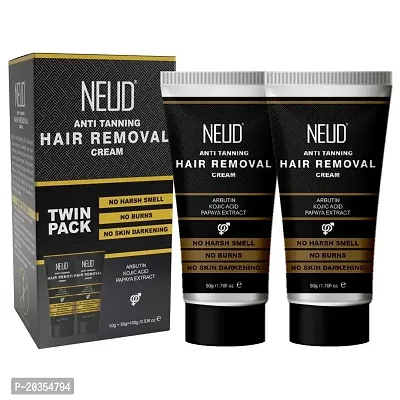 NEUD Anti-Tanning Hair Removal Cream for Arms, Legs, Chest and Back in Men and Women - Twin Pack (50g x 2 Tubes)-thumb0