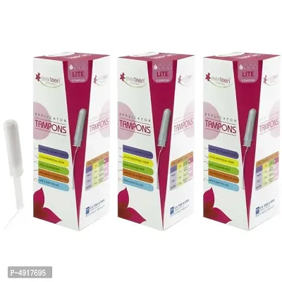 White Coloured Lite Applicator Tampons for Periods in Women - 3 Packs (8pcs Each)