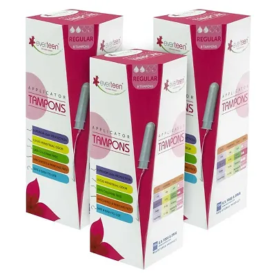 White Coloured  Regular Applicator Tampons for Periods in Women - 3 Packs (8pcs Each)