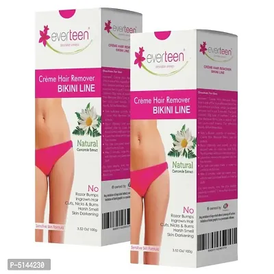 everteen Bikini Line Hair Remover Creme - Natural for Women - 2 Packs (100g each)