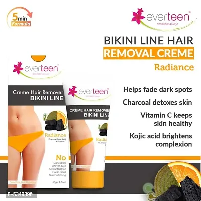 everteen RADIANCE Bikini Line Hair Remover Creme with Charcoal, Kojic Acid and Vitamin C - 1 Pack (50gm)-thumb0