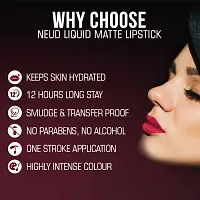 NEUD Matte Liquid Lipstick Peachy Pink with Jojoba Oil, Vitamin E and Almond Oil - Smudge Proof 12-hour Stay Formula with Free Lip Gloss - 1 Pack-thumb1