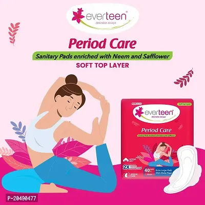 everteen Period Care XL Soft 40 Sanitary Pads Enriched with Neem and Safflower For Medium Flow - 1 Pack (40 Pads)-thumb3