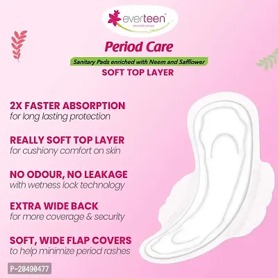 everteen Period Care XL Soft 40 Sanitary Pads Enriched with Neem and Safflower For Medium Flow - 1 Pack (40 Pads)-thumb2