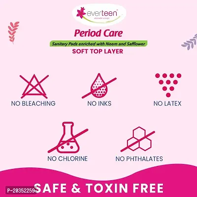 everteen Period Care XXL Soft 40 Sanitary Pads 320mm with Double Flaps enriched with Neem and Safflower - 1 Pack (40 Pads)-thumb3