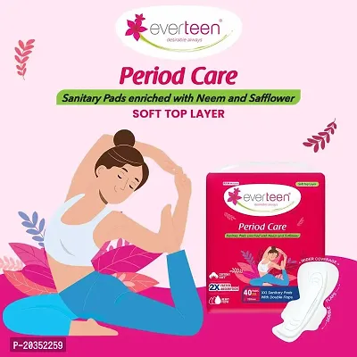 everteen Period Care XXL Soft 40 Sanitary Pads 320mm with Double Flaps enriched with Neem and Safflower - 1 Pack (40 Pads)-thumb4