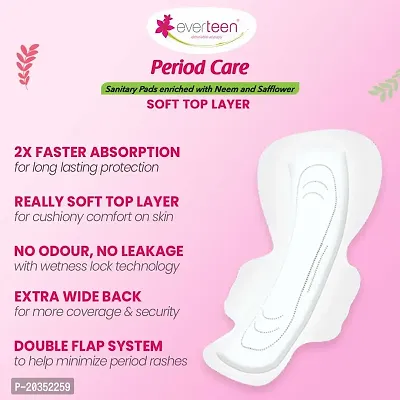 everteen Period Care XXL Soft 40 Sanitary Pads 320mm with Double Flaps enriched with Neem and Safflower - 1 Pack (40 Pads)-thumb5