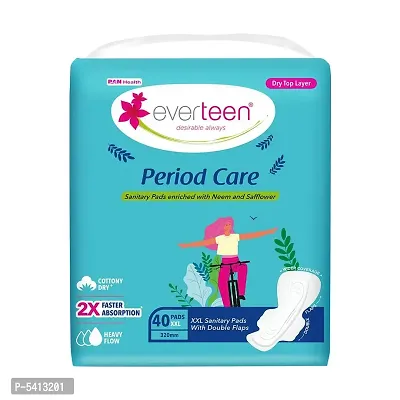 Everteen Period Care Xxl Dry With Neem And Safflower Sanitary Pad 1 Pack 40 Pads 320Mm Sanitary Needs Pads