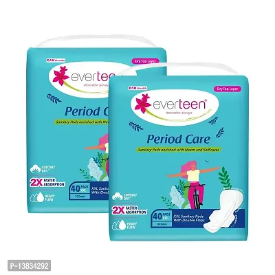 Everteen Period Care Xxl Dry With Neem And Safflower Sanitary Padnbsp Nbsp 2 Packs 40 Pads Each 320Mm Sanitary Needs Pads