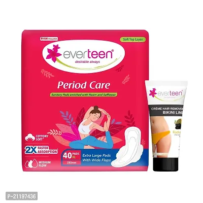 everteen Period Care XL Soft 40 Pads and Radiance Bikini Line Hair Remover Cream 50g