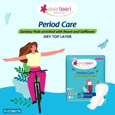 everteen combo XXL Soft  XXL Dry Period Care with Double Flaps enriched with Neem and Safflower - (40 Pads Each, 320mm)-thumb2