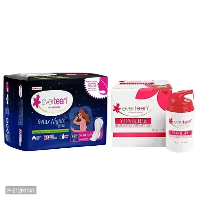 everteen Relax Nights Ultra 40 Pads and Yonilife Intimate V Gel 30g-thumb0