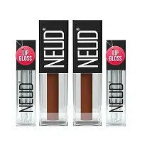 NEUD Matte Liquid Lipstick Combo - Peachy Pink and Oh My Coco With Two Lip Gloss Free-thumb1