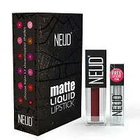 NEUD Matte Liquid Lipstick Combo - Peachy Pink and Mocha Brownie With Two Lip Gloss Free-thumb1